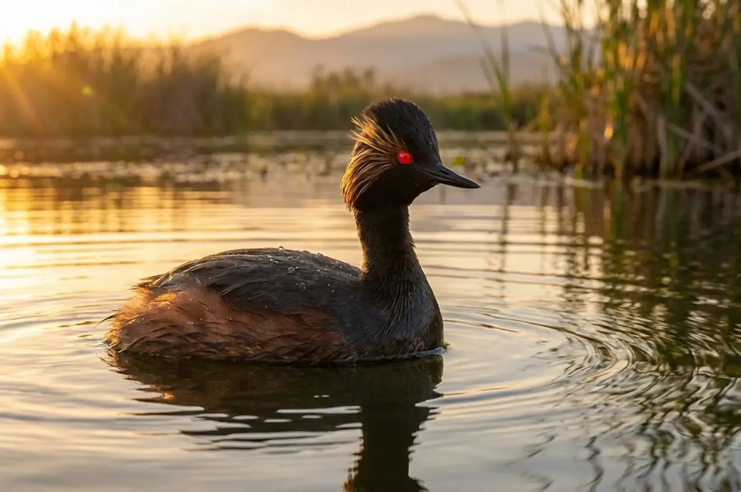black necked grebe